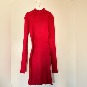 *BRAND NEW* Forever 21 Vibrant Red Long Sleeve Turtleneck Ribbed Body-con Dress